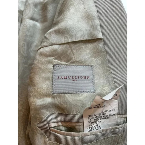 Samuelsohn Sport Coat Men’s 42 Reg Gray Striped 100% Wool Blazer Jacket - Picture 4 of 8